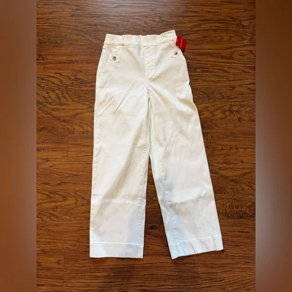 NWT - Spanx Stretch Twill Cropped Wide Leg Pant in Bright White - Picture 5 of 8